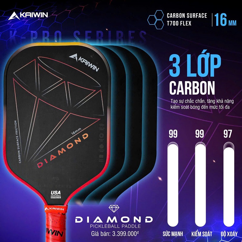 Vợt Pickleball Kaiwin Diamond K-Pro